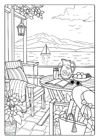 Zomer volwassenen kleurplaat — gratis printbare PDF