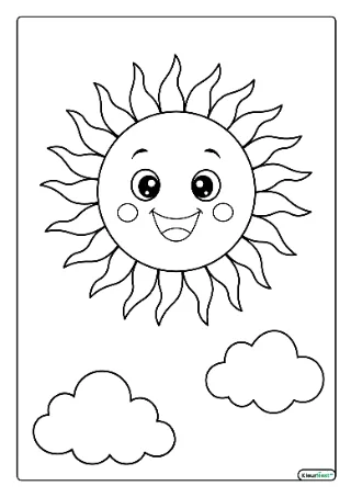 Zon kleurplaat — gratis printbare PDF